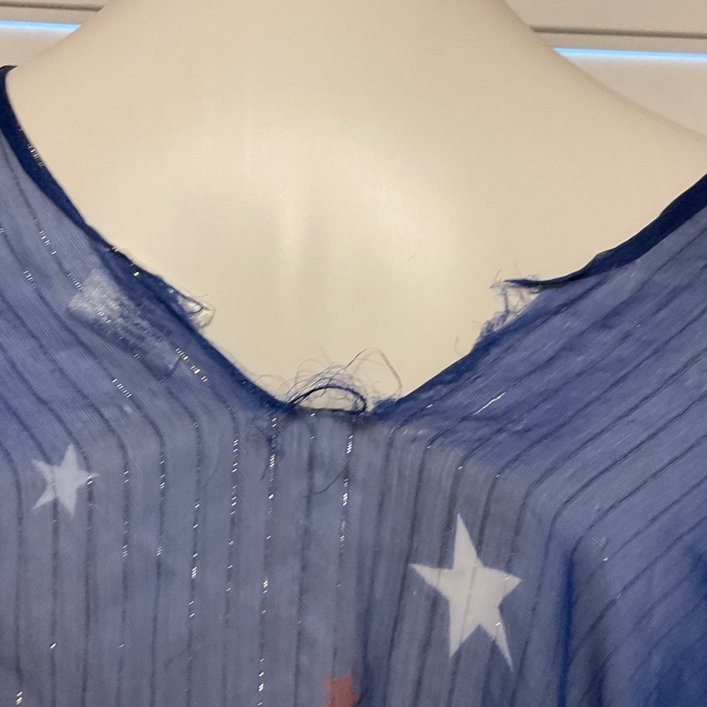 Blue Star Patterned Women's Wrap - Picture 3 of 5